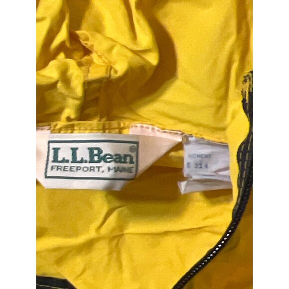 Vintage 90s LL Bean Yellow Windbreaker Rain Jacket Pullover Hood Pocket USA Sz S - Picture 5 of 5